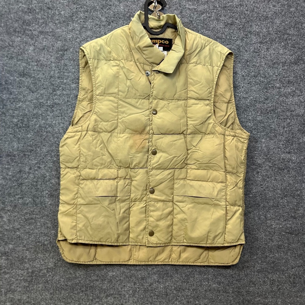 Vintage Tempco Down Insulated Puffer Vest Men's Tan Brown Pockets Outdoor Jacket
